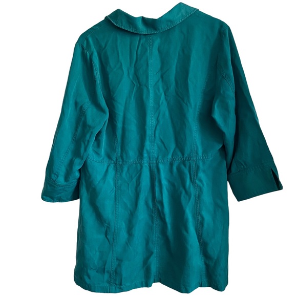 Soft Surroundings Marcie Teal Button Down Shirt Tunic Tencol Women’s Size Medium - Picture 3 of 6